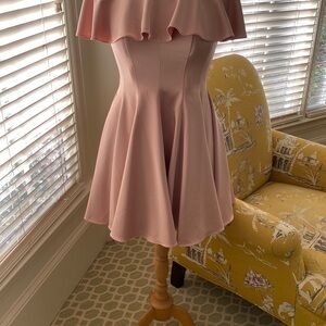 La Femme pink off the shoulder pink blush cocktail prom wedding dress size 10